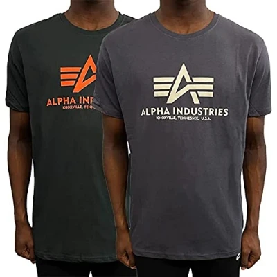 Abbildung von Alpha Industries Tshirt print, Herren, Größe: XS, Grey black/dark petrol
