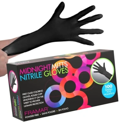 Abbildung von FRAMAR Einweghandschuhe Schwarz Einmalhandschuhe S, Nitrilhandschuhe Handschuhe Einweg Gummihandschuhe Einweg, Putzhandschuhe, Nitril Latexhandschuhe S 100