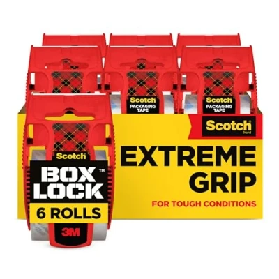 Abbildung von Scotch Box Lock Verpackungsklebeband 6 Rollen mit Abroller, 48 mm x 20,3 m Starkes Versand und Ideal zum Verpacken von Paketen Kartons