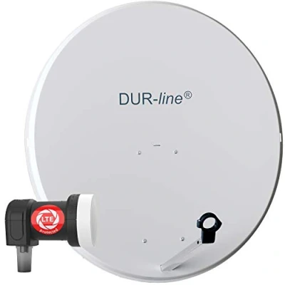 Abbildung von DUR line MDA 90 Hellgrau Digiatale 1 Teilnehmer Satellitenschüssel Komplett Anlage mit +Ultra Single LNB [Camping, Astra 19,2, DVB S/S2, Full HD, 4K, 3D]