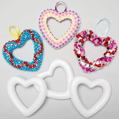 Abbildung von Baker Ross AX853 Polystyrolringe in Herzform 10 Stück,für Modellbau, Bastelarbeiten, Valentinstag, als Geschenk oder Andenken