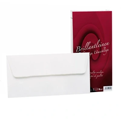 Abbildung von Rössler Papier 20261833 Brillantleinen Briefhüllen DIN lang, 25 Stück, weiß