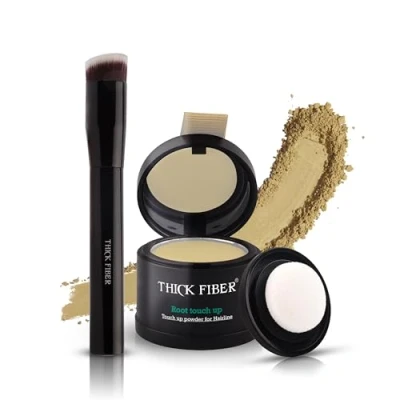 Abbildung von THICK FIBER Ansatzpuder Haar Concealer zur Haarverdichtung für Frauen und Männer, wasserfestes Make up zum Ansatz kaschieren 4g (Hellblond)