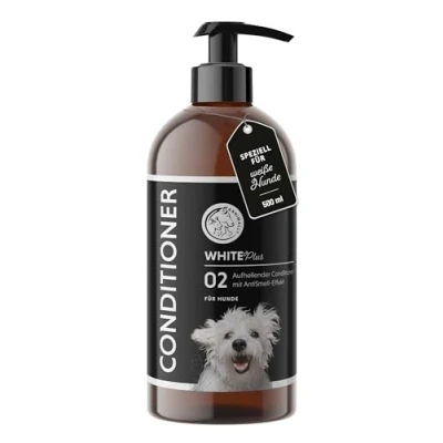 Abbildung von Annimally White Plus Conditioner Natürliche FellspüLung mit Sheabutter für strahlend weißes Fell, ph neutrale, feuchtigkeitsspendende Pflege Fell ohne Bleichmittel &amp; Parfüm 500 ml