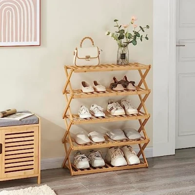 Abbildung von en.casa Schuhregal, »Fitzbek« Bambus Schuhregal mit 5 Ablagen