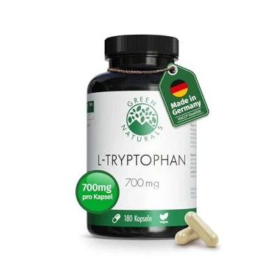 Abbildung von L Tryptophan Hochdosiert: 700 mg je Kapsel 6 Monate Vorrat (180 Kapseln) Vegan &amp; ohne Zusatzstoffe Apothekenqualität Green Naturals®