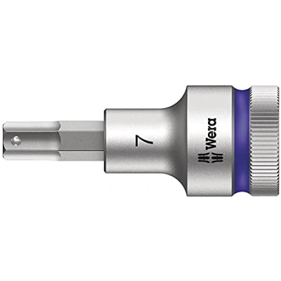 Abbildung von Wera Innen Sechskant Steckschlüssel Bit Einsatz 7 mm 1/2 (12.5 mm) Produktabmessung, Länge 60 05003823001 (05003823001)