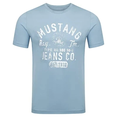Abbildung von MUSTANG T Shirt Herren Printshirt Regular Fit (1 tlg) Kurzarm Tee mit Rundhalsausschnitt aus 100% Baumwolle
