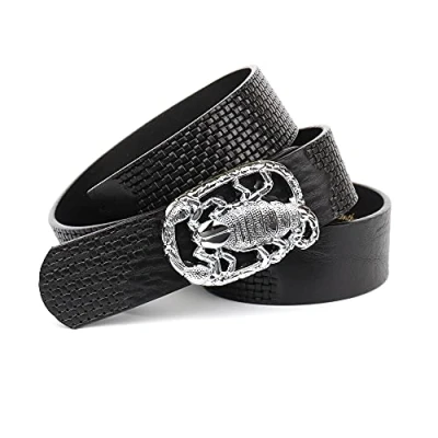 Abbildung von Anthoni Crown Unisex Ledergürtel Gürtel, Schwarz, 100