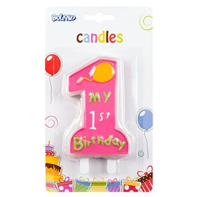 Abbildung von Kerze mein 1. Geburtstag Pink 12 cm