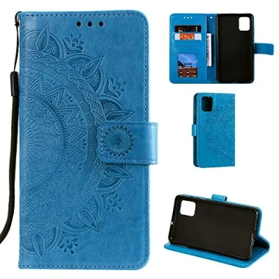 Abbildung von CoverKingz Handy Cover kompatibel mit Xiaomi Redmi Note 10 5G/Poco M3 Pro 5G/4G Handyschutz Kartenfach Klapphülle Bookcase Hülle aufklappbar Motiv Mandala Blau