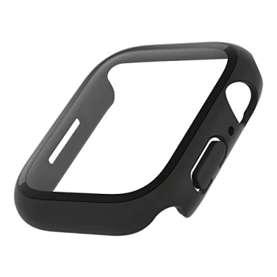 Abbildung von Belkin TemperedCurve 2 in 1 Displayschutz (45 mm) für Apple Watch Series 9,8,7, vollflächige Display Schutzfolie mit Schutzrand, Hartglas Schutzhülle, Zubehör Schwarz