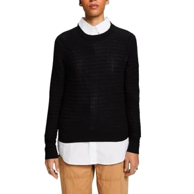 Abbildung von Esprit 3D Optic Strickpullover, Damen, Größe: 40, Black