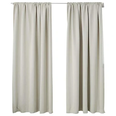 Abbildung von WOLTU 2er Set Gardinen Vorhang Blickdicht Kräuselband für Schiene, 250 g/m² Schwere Verdunklungsvorhänge Thermovorhang kälteschutz lichtdicht Wohnzimmer Kinderzimmer, 135x245 cm Beige