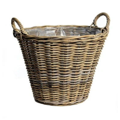 Abbildung von Spetebo Weidenkorb Rattan Pflanzkorb natur mit Henkeln 34 cm (Packung, 1 St., tlg), Weide Blumenkorb Folie