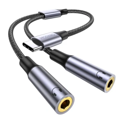 Abbildung von MOSWAG Audio Y Kabel Klinke 3.5 mm Splitter, USB C Splitter Kopfhörer Aux Adapter kompatibel mit iPhone 15 Pro Max/15 Plus,Pixel 8 7 6 5,Galaxy S23 S22 S21 A33 A54