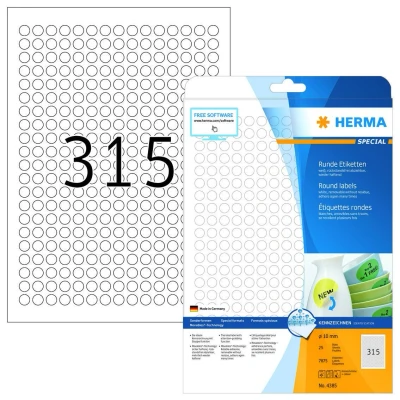 Abbildung von HERMA Etiketten 4385 weiß 10,0 x mm