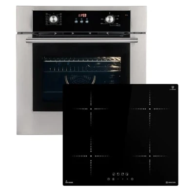 Abbildung von Autarkes Herdset: 60cm Einbaubackofen BO8810SS + 59cm Induktionskochfeld IH85900RL Grill Heißluft Teleskopauszüge Automatik Timer 2 fach Wärmeschutzverglasung SET8810IH859RL
