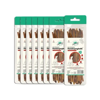 Abbildung von Carnello Hundeleckerli Hundespaghetti Hunde Leckerlis, Leckereien für Hunde, Leckerli Hund, Hundesnacks getreidefrei Leckerlibeutel (8 x 60g)