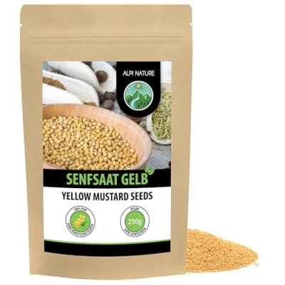Abbildung von Senfkörner (250g), Senfsaat gelb und weiß 100% naturrein, schonend getrocknet, Senfsamen natürlich ohne Zusätze, vegan