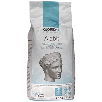 Abbildung von Glorex Bastelnaturmaterial Alabit Modelliergips 5 kg, naturweiß