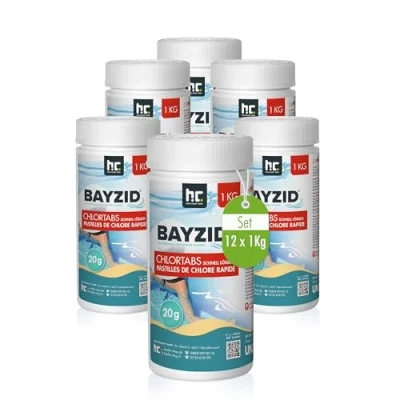Abbildung von 12 x 1 kg Pool Chlor Tabletten 20g BAYZID schnell löslich mit 56% Aktivchlorgehalt für &amp; Schwimmbad von Höfer Chemie