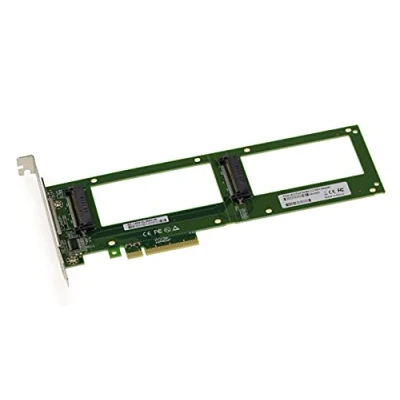 Abbildung von KALEA INFORMATIQUE PCIe x8 3.0 Controller Karte für 2 SSDs NVMe U.2 U2 68 pin SFF 8639. Direkte Montage auf der ohne Kabel.