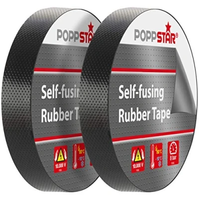 Abbildung von POPPSTAR 2x selbstverschweißendes Universal Isolierband und Dichtungsband, LxBxH 10m x 19mm 0,76mm, schwarz
