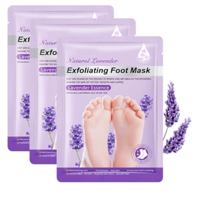 Abbildung von Thoquene 3 Paar Anti Hornhaut Socken, Lavendel Fussmaske, Foot Peel Mask