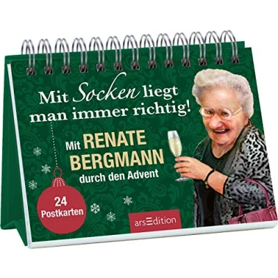Abbildung von Mit Socken liegt man immer richtig!: Renate Bergmann durch den Advent. 24 Postkarten Adventskalender (1) von der Online Omi zum Aufstellen