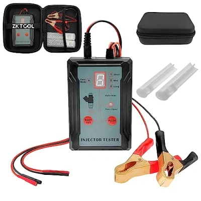 Abbildung von ZKTOOL Automotive Einspritzdüsen Tester, 2 Düsenreinigungsadapter, 8 Impulsmodi, 12 V/5 V Ausgangsleistung, Auto Reinigungswerkzeuge, DIY Reinigungswerkzeug mit Kurzschlussschutz