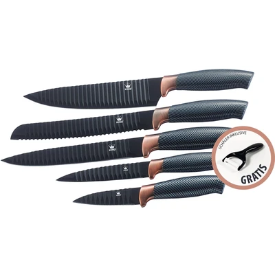 Abbildung von KING Messer Set &quot;Carbon Design&quot;, (Set, 6 tlg.), (5 Messer), incl. Sparschäler, Wellenschliff