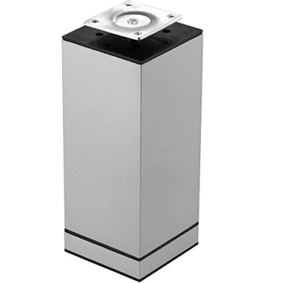 Abbildung von Gedotec Design Möbelfuß verstellbar Schrankfuß eckig Möbel Bein NIKO Sofa Fuß Höhe 150 mm Sockelfuß mit Gewinde Montageplatte Metall Silber 1 Stück Kommoden Ø 60 x