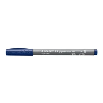 Abbildung von STAEDTLER brush pen pigment Arts, marineblau, pigmentierte Premium Zeichentusche, Pinselspitze für variable Linienbreite, wasserfest, schnelltrocknend, 10 pens im Kartonetui, 371 399