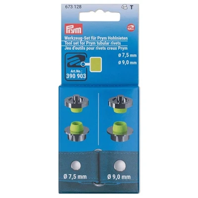 Abbildung von Prym 673128 Werkzeug Set Hohlnieten ø7,5&amp;9mm für Vario Creative Tool, silberfarbig, hellgrün