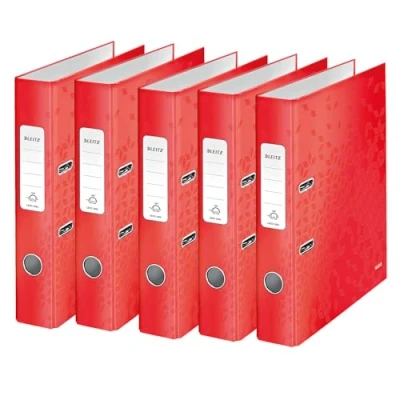 Abbildung von Leitz Qualitäts Ordner 180, 5er Pack, roter Aktenordner, A4 Ordner, 50 mm Rückenbreite, 10064026