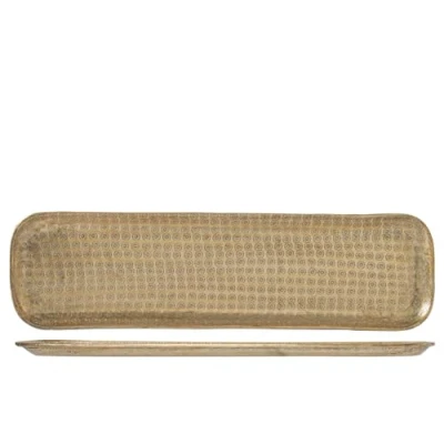 Abbildung von H&amp;h vassoio chennai in alluminio decorato inciso a texture colore oro cm 58x15x1,5h