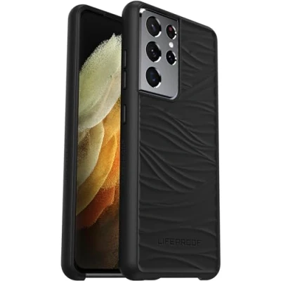 Abbildung von LifeProof Wake Hülle für Samsung Galaxy S21 Ultra 5G, stoßfest, Sturzschutz bis 2 Meter, schlanke schützende Hülle, Nachhaltig hergestellt aus recyceltem Ozeanplastik, Schwarz