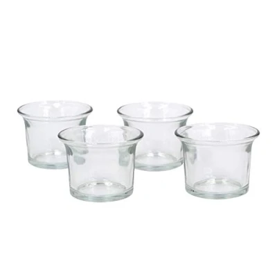 Abbildung von Creativery Teelichtgläser 63x45 mm Set 4 Stück Teelichthalter Glas mit geschwungenem Rand Tulpenform Farbauswahl: klar/transparent