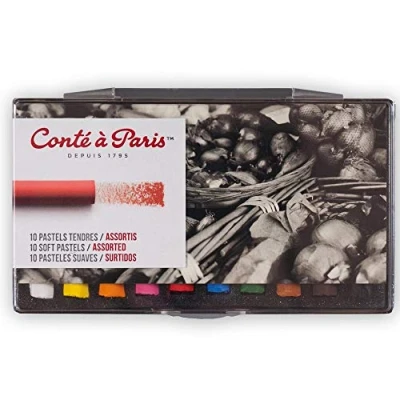 Abbildung von Conté a Paris 50211 Künstlerkreide (Weiche Pastelle, 1 Grauton, 5 verschiedene Brauntöne, Weiß, Schwarz HB, 2 B, 2B) 10er Set