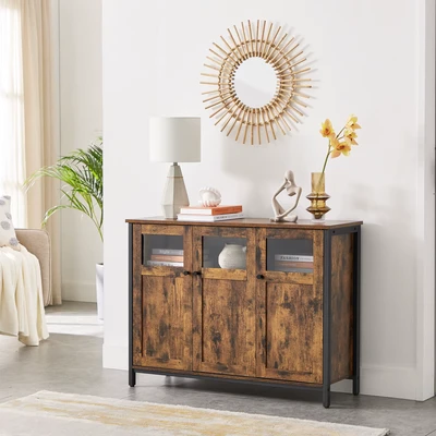 Abbildung von VASAGLE Sideboard, 100 x 35 75 cm, verstellbaren Ablage, mit Glastüren