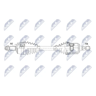 Abbildung von NTY NPW FT 085 Antriebswelle Vorderachse links 602mm Schaltgetriebe 6 Gang