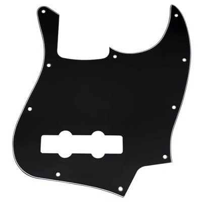 Abbildung von Musiclily 10 Löcher J Bass Pickguard JB Schlagbrett für Fender American/Mexican Standard Jazz Bass,3 lagig Schwarz