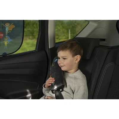 Abbildung von cartrend Gurtkissen HERO,​​ schützt vor Verletzungen, groß und bequem, buntes Design für Kinder, 1 Stück, grau