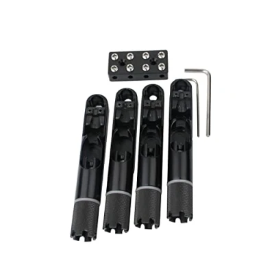 Abbildung von Guyker 4 Pieces Single String Fan Bass Bridge Headless Fixed Fanned Bridges for Electric Black