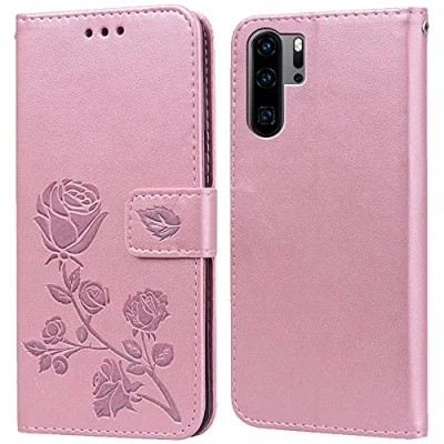 Abbildung von Hülle für Huawei P30 Pro Handyhülle,Klappbar Tasche Case,Standfunktion,Kartenfach,Silikon Bumper,Stoßfeste Schutzhülle Cover
