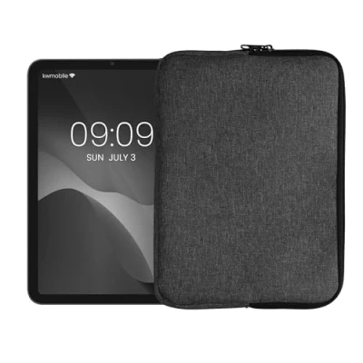Abbildung von kwmobile Schutzhülle aus Stoff kompatibel mit 9,7&quot; 11&quot; Tablet Hülle Stoffhülle für Reißverschluss Dunkelgrau