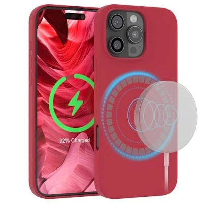 Abbildung von EAZY Case Silikonhülle für iPhone 16 Pro Max Hülle mit Qi Charging Silikon Schwarz weich stoßfeste Handyhülle Schutzhülle Kameraschutz Dünn Schutz Cover TPU Bumper in Beere