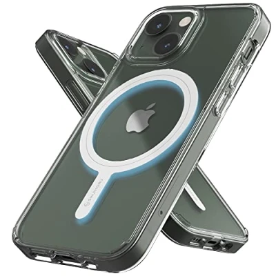 Abbildung von Sinjimoru Shockproof iPhone13 Mini Hülle mit Magnet, Crystal Clear Protective Case Kompatibel MagSafe Zubehör. M AirClo für