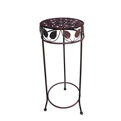 Abbildung von PrimoLiving Metall Blumenhocker/Beistelltisch Shabby Antik Look braun rund Gr. M (P 05897)